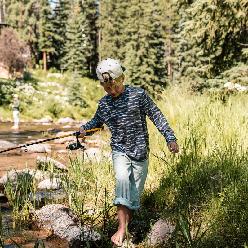 Youth Performance Hoodie-Tiger Stripe Camo-Wetland