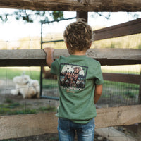 Youth Short Sleeve Tee - Duck Dog Stamp-Heather Olive