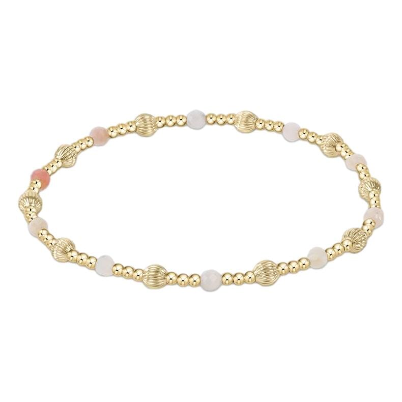 Extends Dignity Sincerity Pattern 4mm Bead Bracelet - Pink Opal