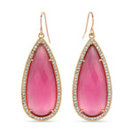 Long Shimmer Stone Earrings- Pink