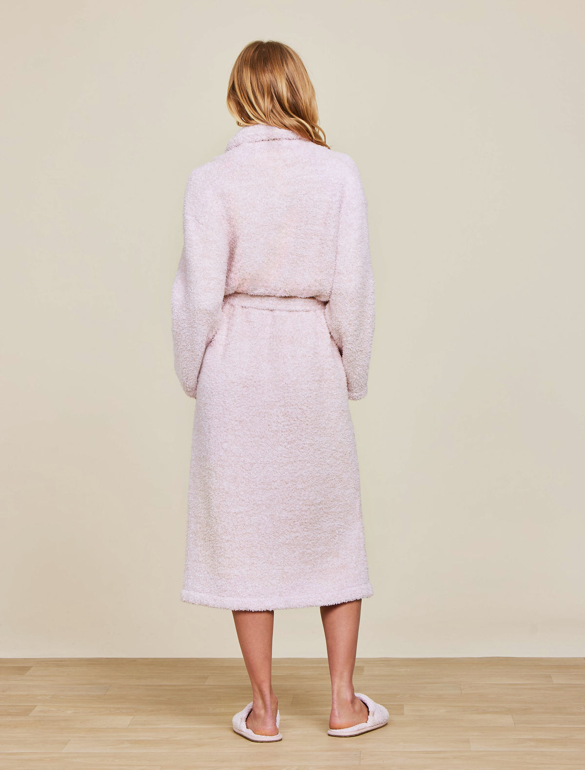 CozyChic Solid Robe-Heather Dusty Rose/White