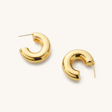 Chunky Tube Gold Hoops