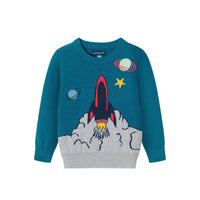 Kids Teal Spaceship Sweater