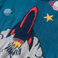 Kids Teal Spaceship Sweater