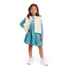 Kids Teal Rainbow Jersey Dress with Faux Vest Set