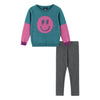 Kids Lurex Sweater & Legging Set w/ Ombre Smiley Graphic