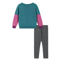 Kids Lurex Sweater & Legging Set w/ Ombre Smiley Graphic