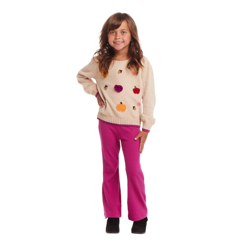 Kids Fall Themed Chenille Sweater & Glitter Legging Set