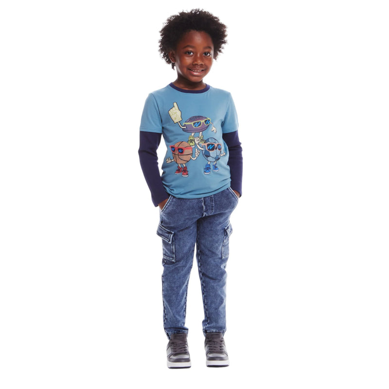 Kids Jersey Twofer Tee & Terry Pants Set