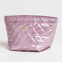 Crown Jewels Medium Makeup Bag- Pink Quilted