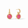 Fleur-de-Lis Hoop and Charm Earring- Iridescent Raspberry