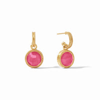 Fleur-de-Lis Hoop and Charm Earring- Iridescent Raspberry