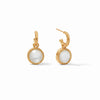 Fleur-de-Lis Hoop and Charm Earring Gold