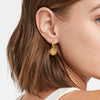 Fleur-de-Lis Hoop and Charm Earring Gold