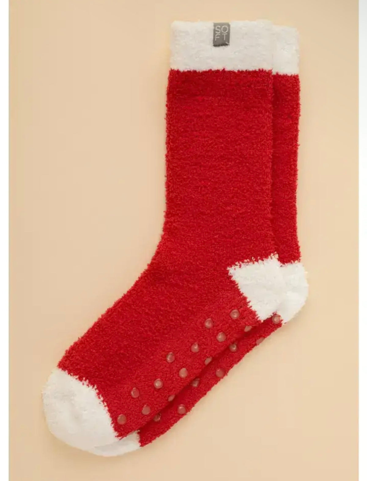 Marshmallow Crew Socks-Red With White Heel