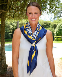 Meredith Spotted Scarf Large Navy Gold