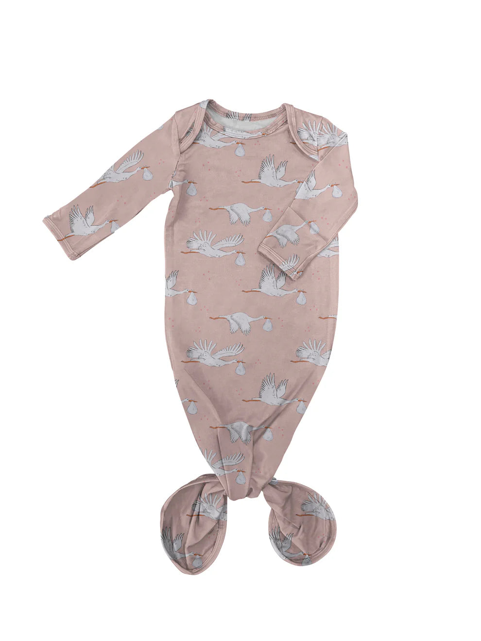 Stork Knotted Infant Gown- Girl