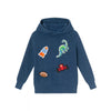 Blue Patches Hooded Sweater