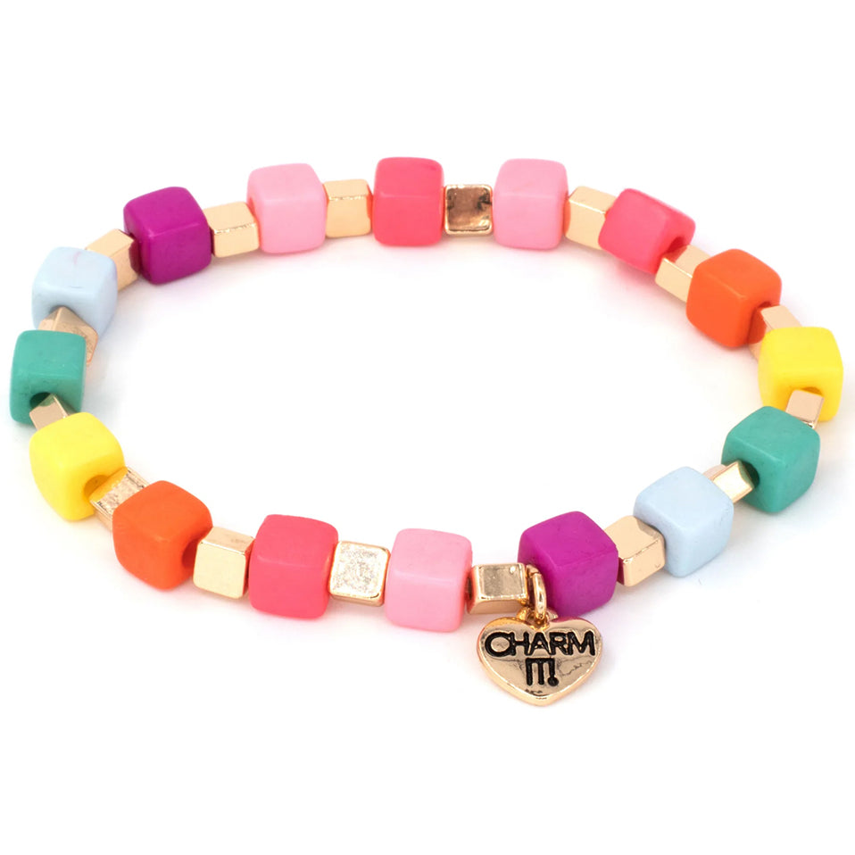 Multi-Cube Stretch Bead Bracelet
