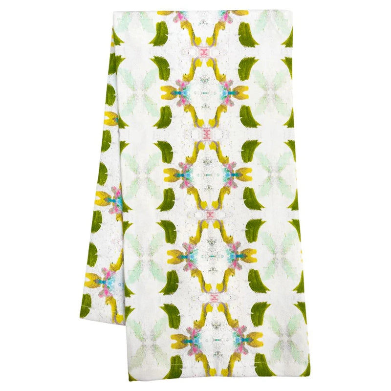 Folded fabric with a floral pattern on a white background