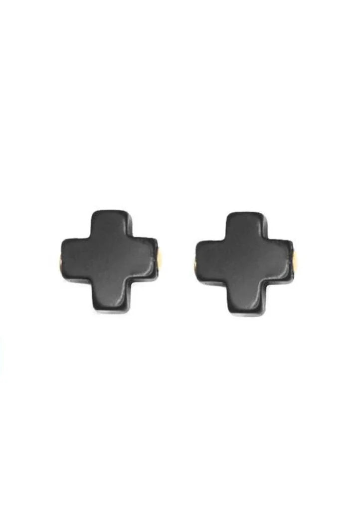 Signature Cross Studs- Onyx