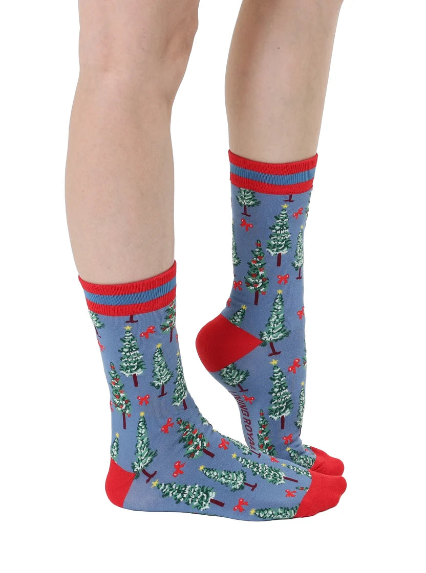 Holiday Tree Women's  Bamboo Crew Socks