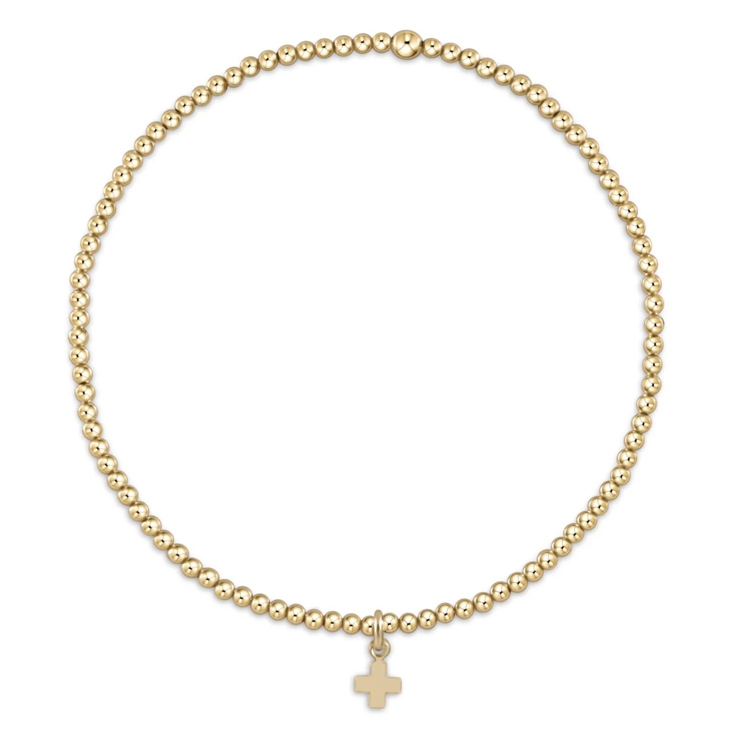 EGirl Classic Gold 2mm Bead Bracelet- Signature Cross Small Gold Charm