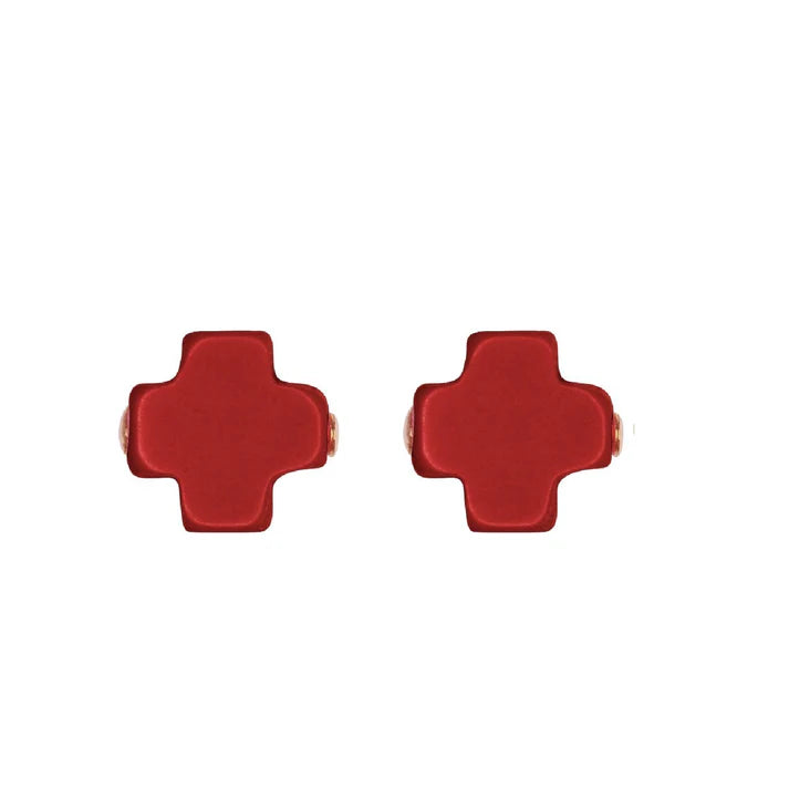 Signature Cross Studs- Red
