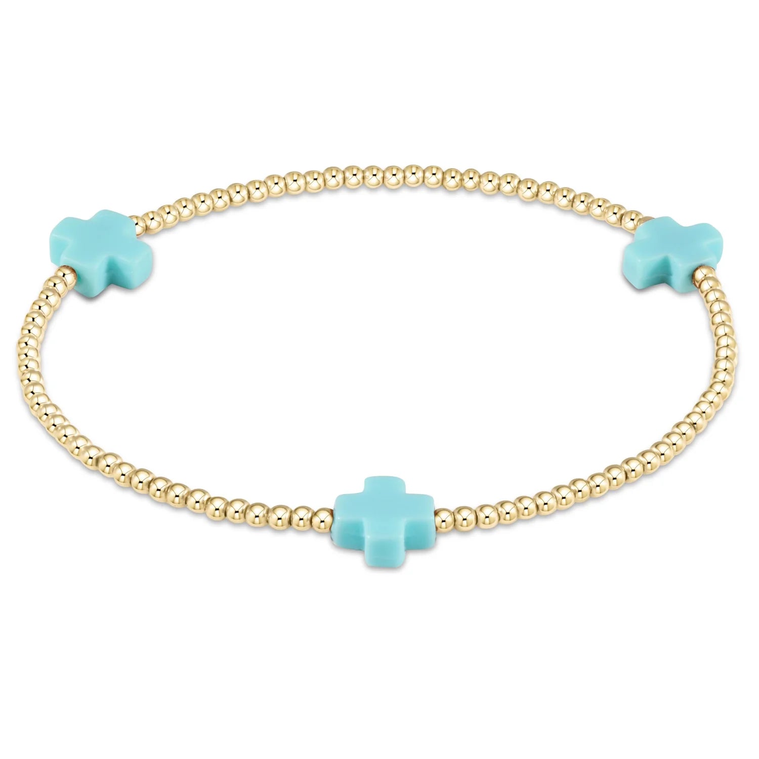 Signature Cross Gold 2mm Bead Bracelet- Mint