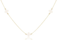 17" Choker Simplicity Chain Gold Signature Cross- Off White