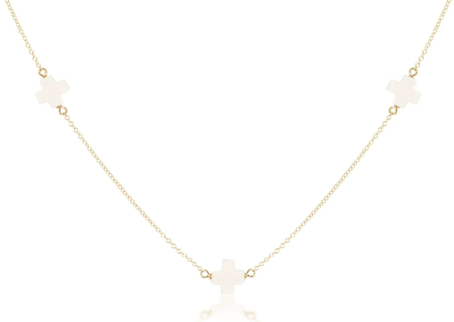 17" Choker Simplicity Chain Gold Signature Cross- Off White