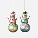 Glass Pastel Snowman Ornament