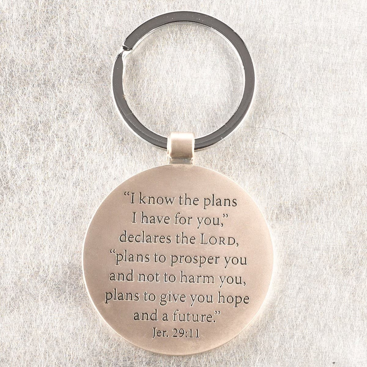 Hat and Tassel Graduation Key Ring in Tin Jeremiah 29:11