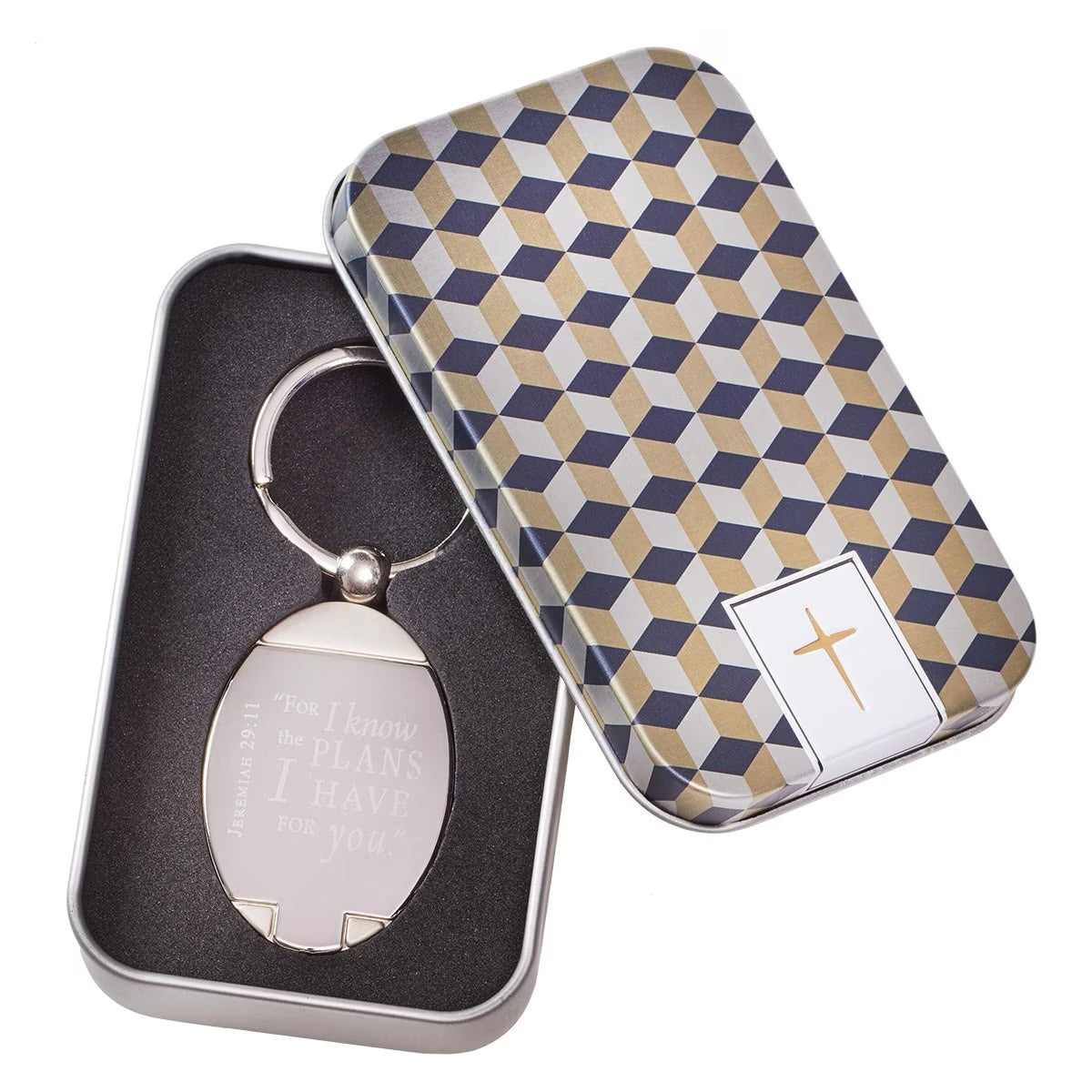 I Know The Plans Silver Metal Key Ring in Gift Tin Jeremiah 29:11