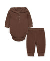 Chestnut Waffle Knit Bodysuit & Pant Set
