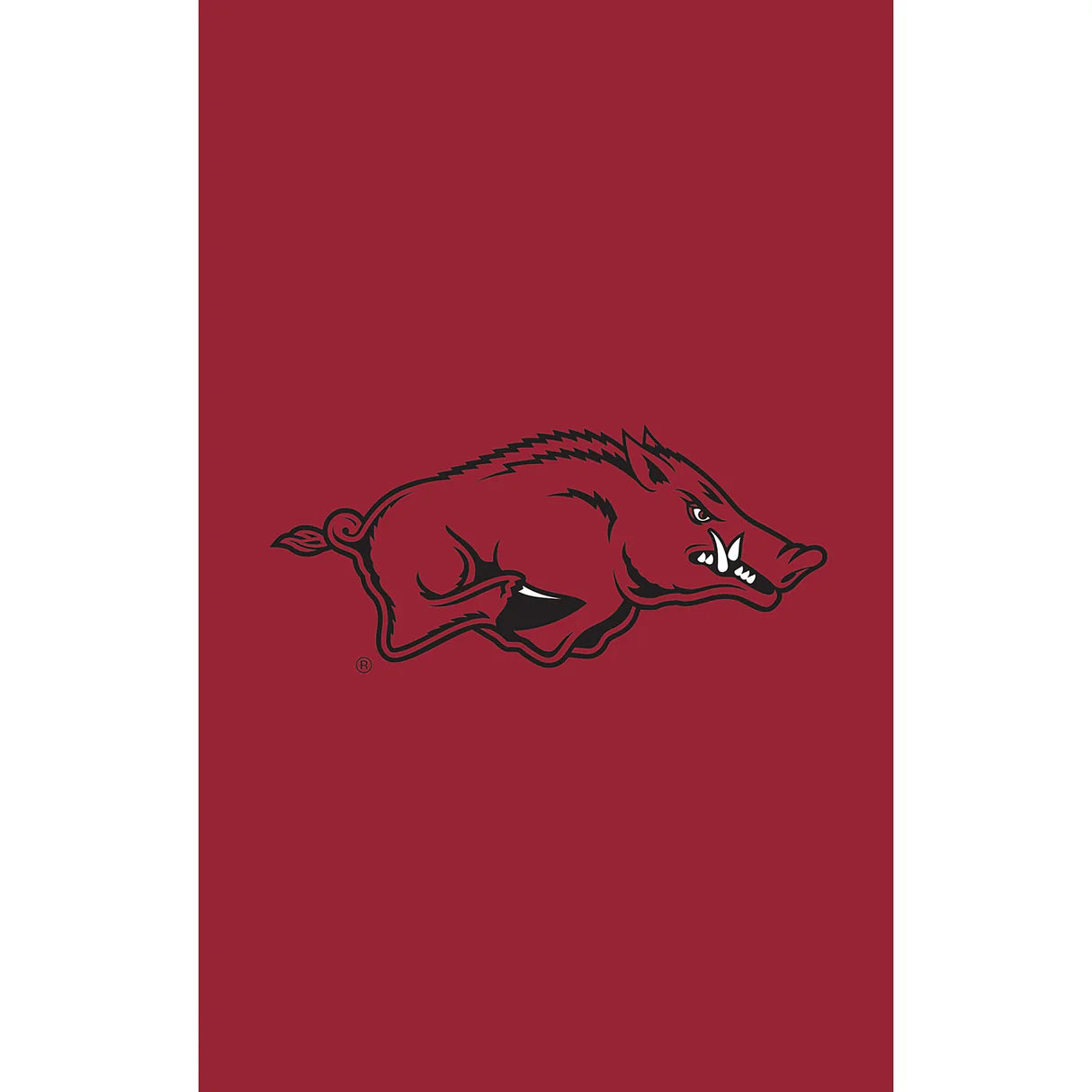 Red background with a black bear logo