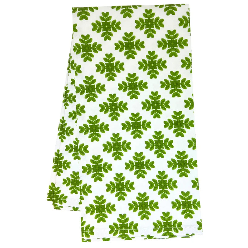 Green leaf pattern on a white background
