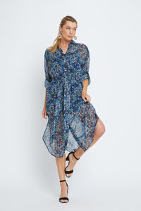 Devin Dress Blue Geo