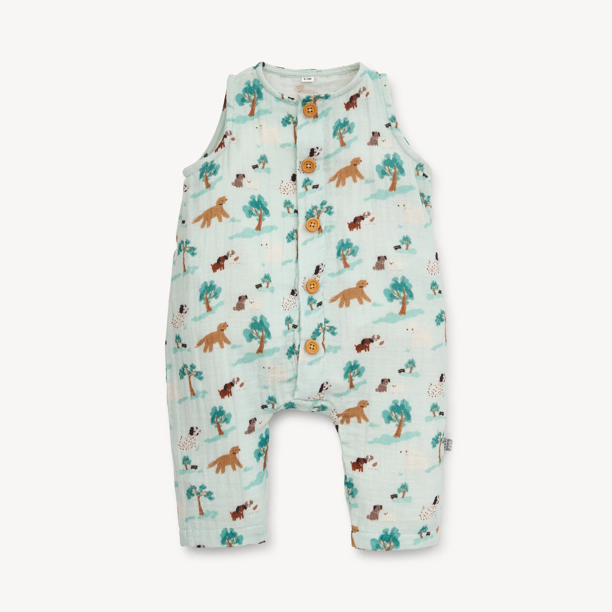 Central Bark Cotton Gauze Magnetic Sleeveless Romper