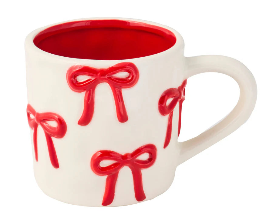 Ceramic Red Bow Mug, 16oz