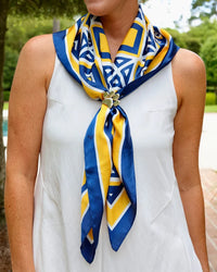 Barrett Tile Scarf Large Navy Gold