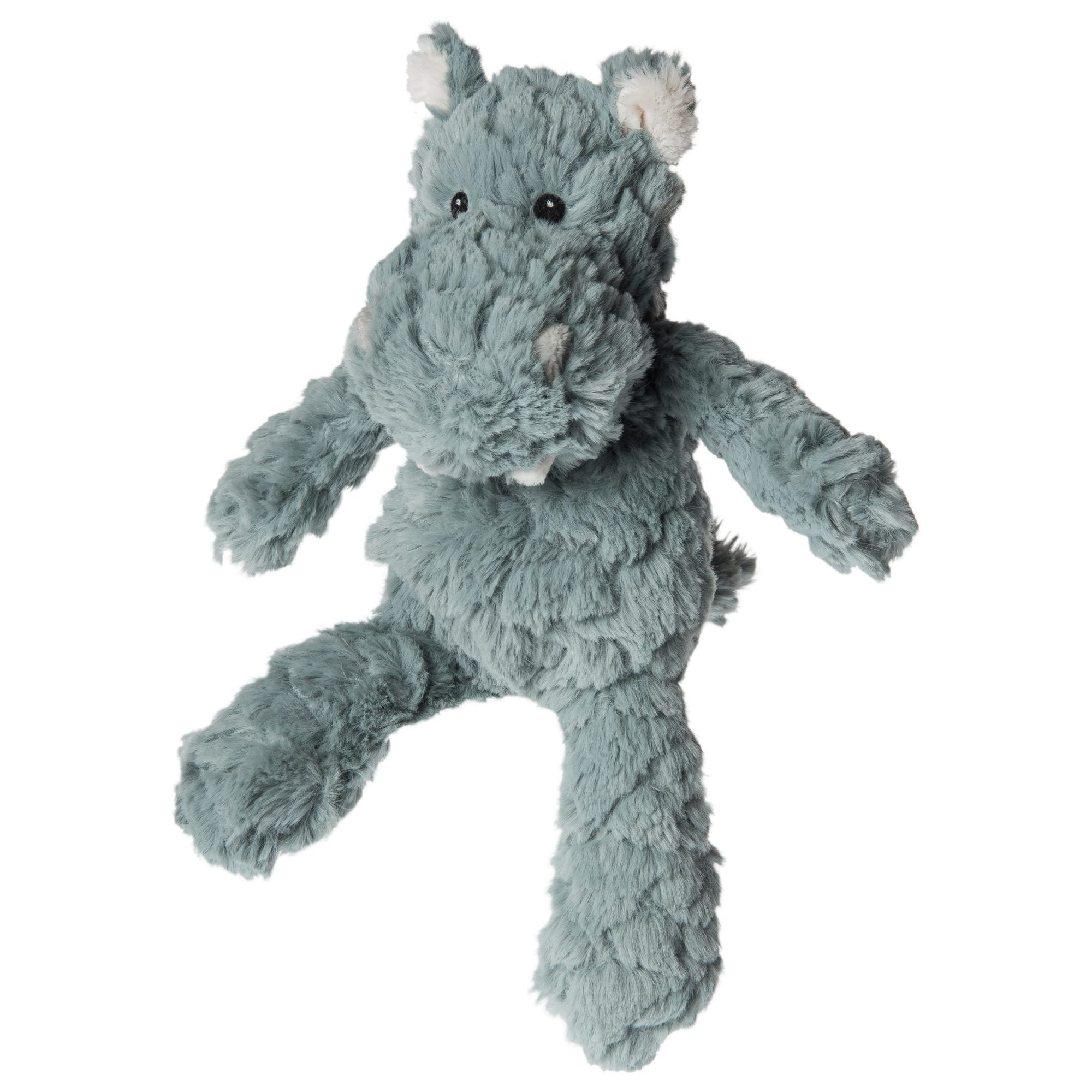 Plush toy hippo on a white background
