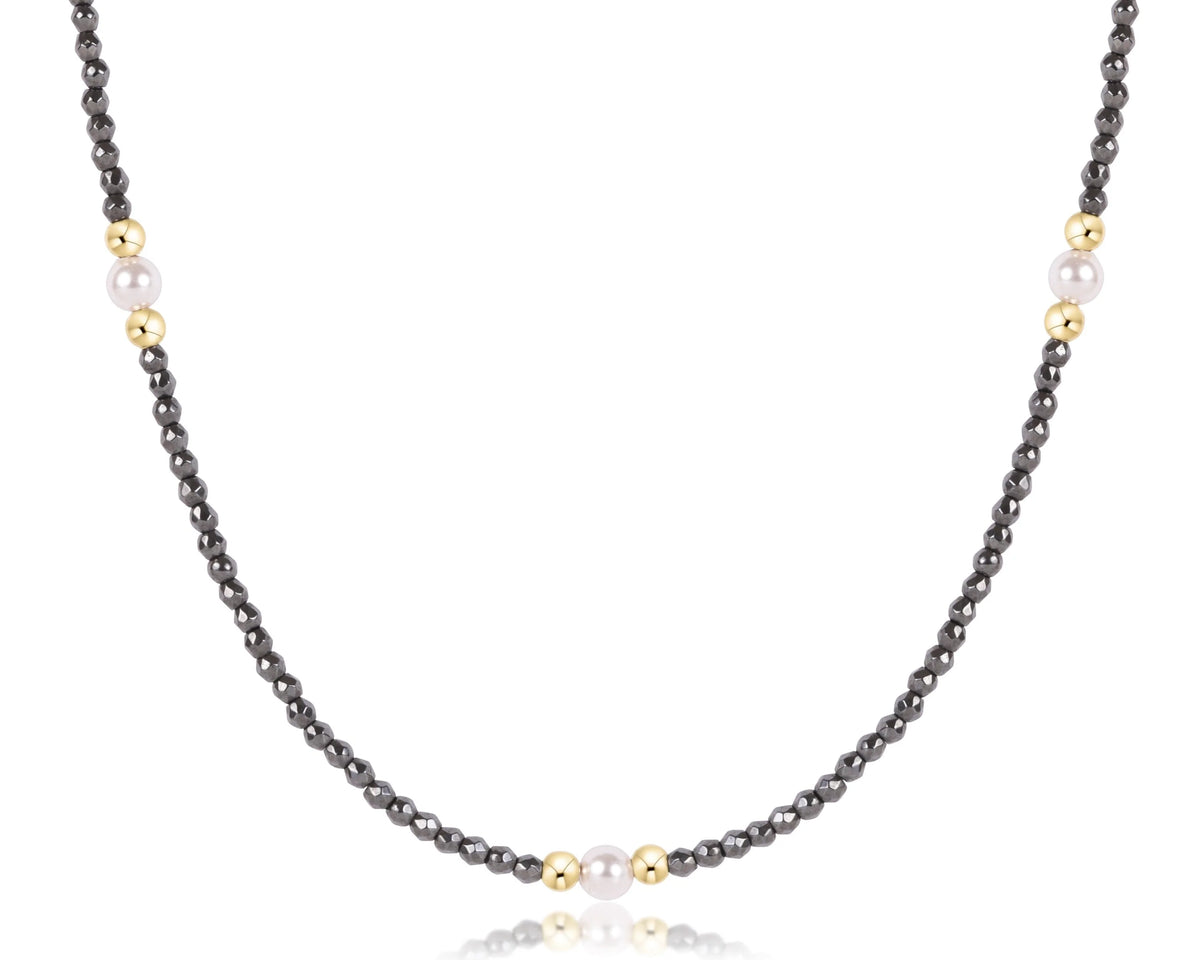 Choker Beaded - Purpose Pearl 4mm Faceted Hematite