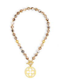 Florence Beaded Medallion Short Toggle Necklace