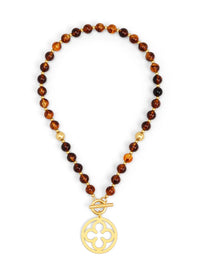 Florence Beaded Medallion Short Toggle Necklace