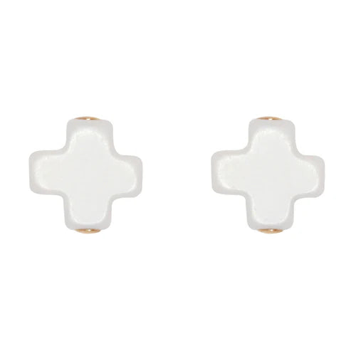 Signature Cross Studs- Off White