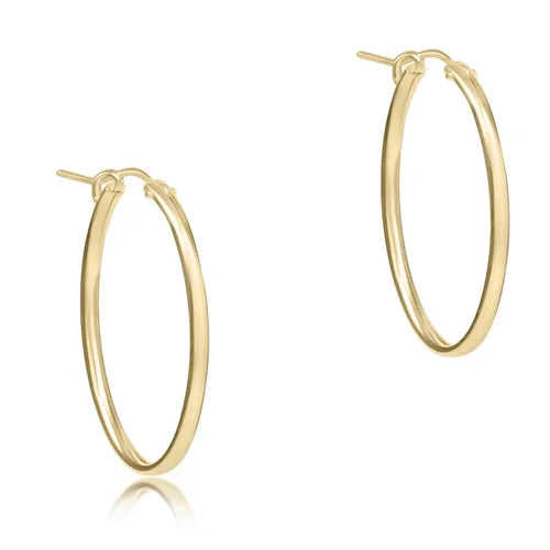 Oval Gold 1" Hoop Earrings- Smooth