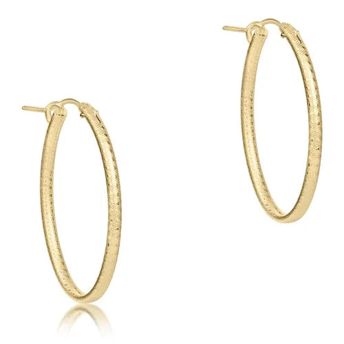 Oval Gold 1" Hoop Earrings- Textured