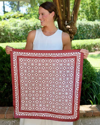 Langston Geometric Scarf Medium Maroon White