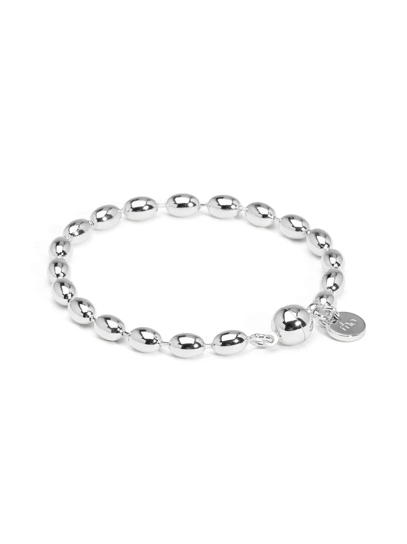 Beaded Magnetic Closure Bracelet-Silver
